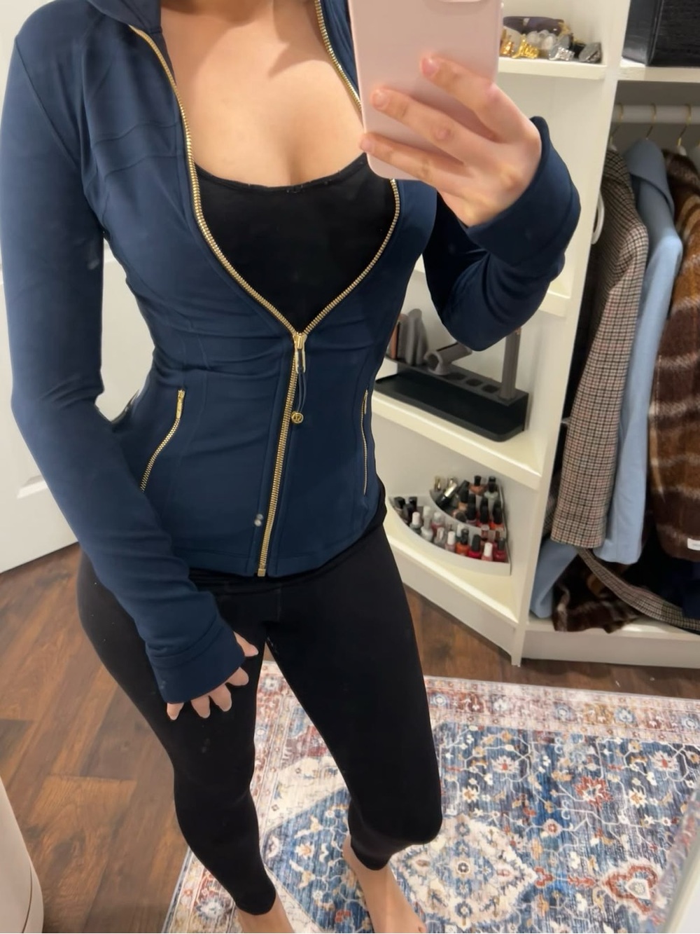 lululemon athletica Navy Zip-Up Hoodie with Gold Zippers